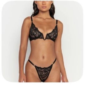 Gooseberry Plunge bra + Coquette thong